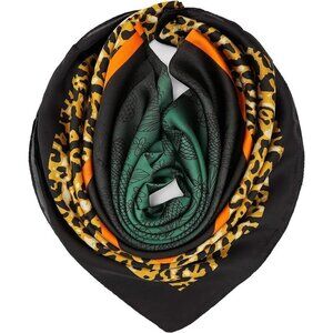 Women's Multicolor Satin Lightweight Large Square Fashion 35" x 35" Scarf